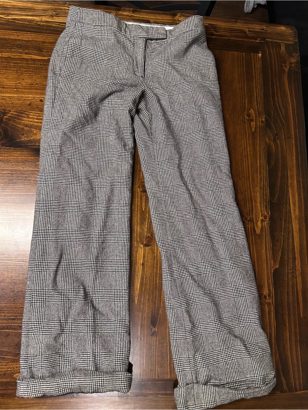 J.CREW Women’s Black/White Plaid Wool Cashmere City Fit Dress Pants